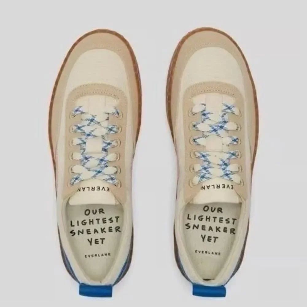 New Everlane The Tread-Bare Sneaker Canvas Lapis Blue Red Men's 4 Women's 6